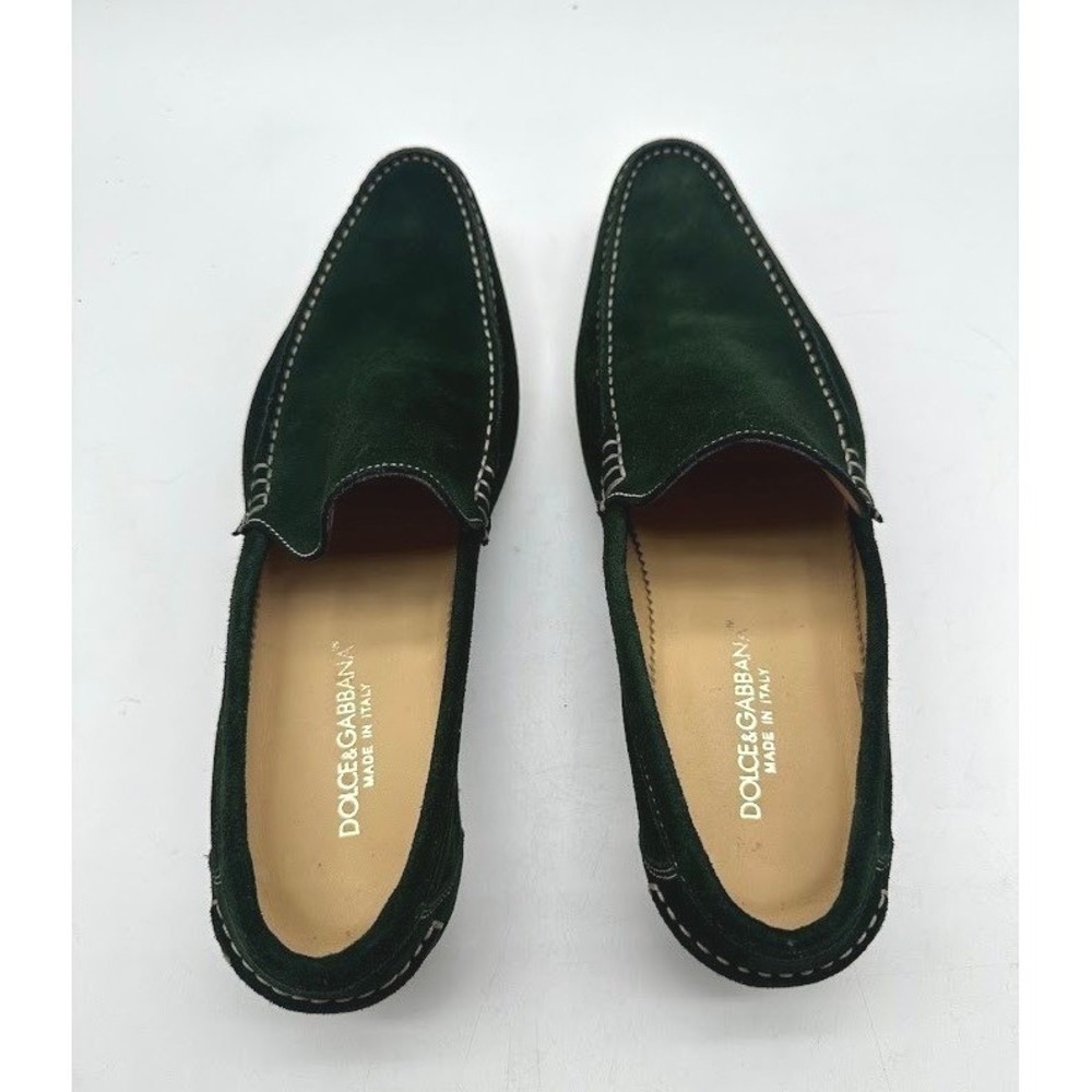 Dolce & Gabbana Mens Green Suede Loafers IT 39 US 6 Made in Italy 8174 1314